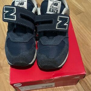 New Balance Blue Sneakers with Velcro Strap and Cushioned Soles
